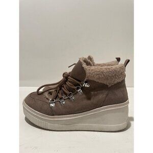 MADDEN GIRL WOMEN'S TEERRA LINED FAUX FUR WEDGE SIZE 7.5 BOOTIES CHUNKY SNEAKERS